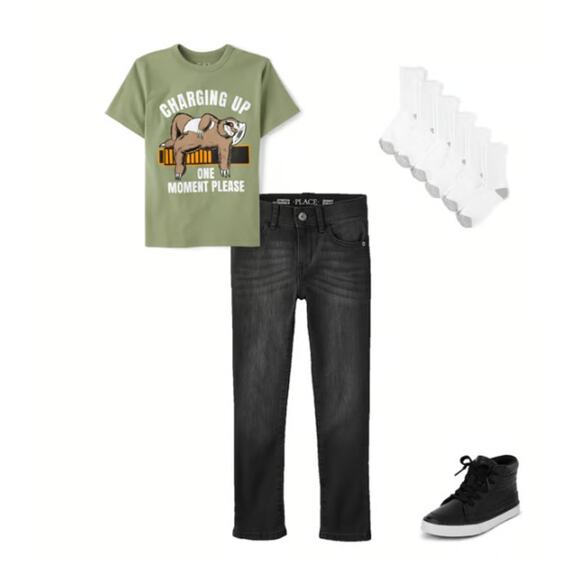 The Children's Place Green Sloth Graphic T-Shirt size 14 XL - Picture 5 of 5